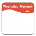 Vol. oplosbare sticker woensdag 25 mm 500/rol (per 1 stuks)
