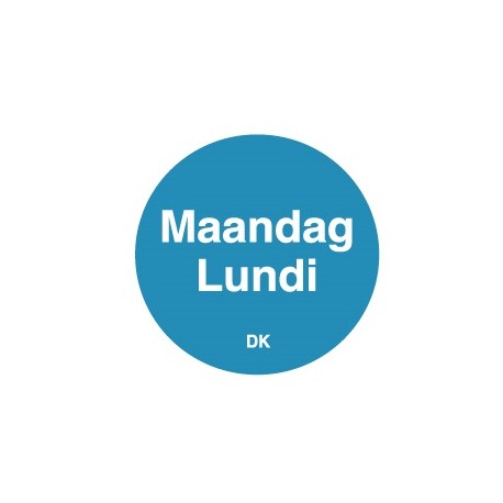 Permanente sticker maandag 19 mm 1000/rol (1 stuks)