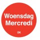 Permanente sticker woensdag 19 mm 1000/rol (1 stuks)