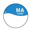 Perm. sticker m/schrijfvlak maandag 19 mm 1000/rol (per 1 stuks)