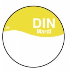 Perm. sticker m/schrijfvlak dinsdag 19 mm 1000/rol (1 stuks)