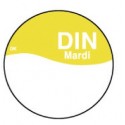 Perm. sticker m/schrijfvlak dinsdag 19 mm 1000/rol (per 1 stuks)