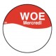 Perm. sticker m/schrijfvl. woensdag 19 mm 1000/rol (1 stuks)