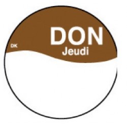 Perm. sticker m/schrijfvl. donderdag 19mm 1000/rol (1 stuks)