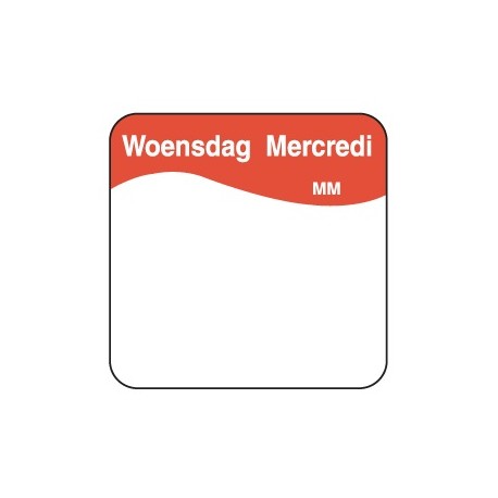 Eenv. verwijderb. sticker woensdag 25 mm 1000/rol (1 stuks)