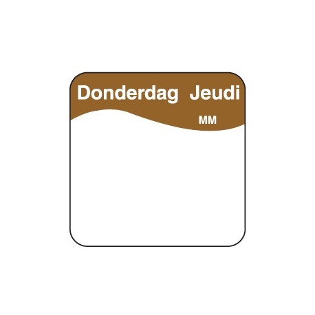 Eenv. verwijderb. sticker donderdag 25 mm 1000/rol (1 stuks)