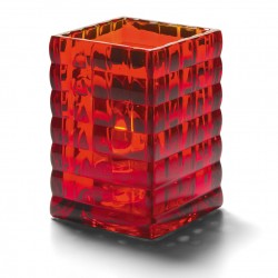 Vierkante glashouder robijnrood 6,5 x 9,5 cm (12 stuks)