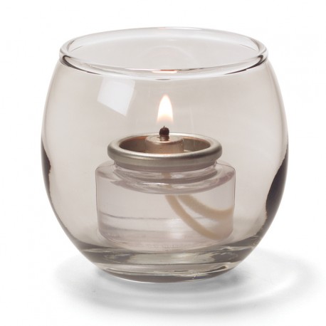 Theelicht luchtbel glas trans. zwart 6,7 x 6 cm (12 stuks)