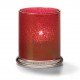 Cilinder glas breed onderstel rood 7,6 x 9 cm (12 stuks)