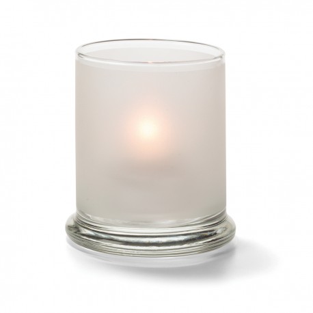 Cilinder glas breed onderstel wit 7,6 x 9 cm (12 stuks)