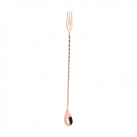 Cocktail lepel met vork koper 32 cm (1 stuks)