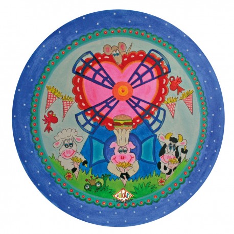 Kinderbord met rand 'frietmolen' blauw 26,7 cm (6 stuks)