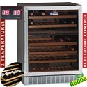 Wijnkast vitrine, geventileerd, 160 Lt., 2temperaturen, BLACK