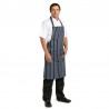 Whites halterschort blauw-wit gestreept met zak