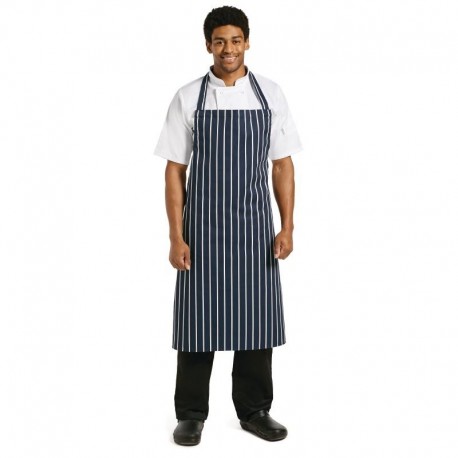 Whites halterschort blauw-wit gestreept extra lang