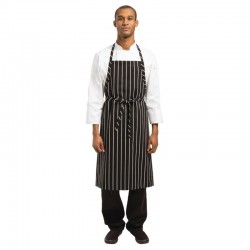 Chef Works Premium geweven schort zwart-wit gestreept