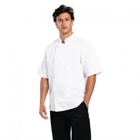 Whites Boston unisex koksbuis korte mouw wit M