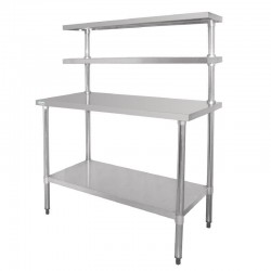 Vogue RVS werktafel met wandplanken 120cm