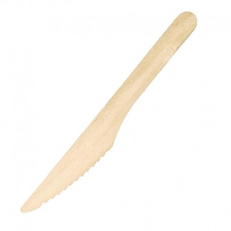Plastico houten bestek mes 16cm