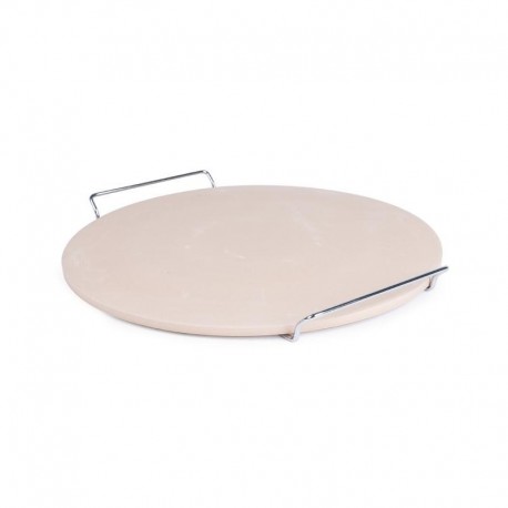 Ronde pizzasteen met metalen houder