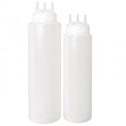 Vogue portioneer knijpfles transparant met 3 spuitmonden 102cl 