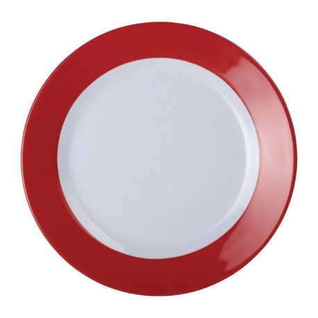 Kristallon Gala melamine bord met rode rand 23cm