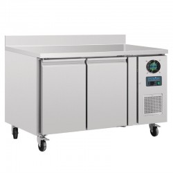 Polar 2-deurs werkbank met vriezer en achteropstand 282ltr