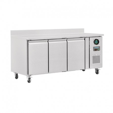 Polar 3-deurs werkbank met vriezer en achteropstand 417ltr