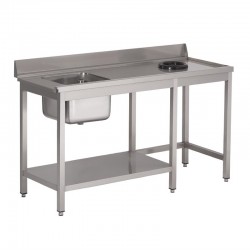 Gastro M RVS spoeltafel met afvalgat 1 spoelbak links 140x70cm