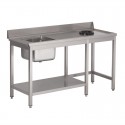 Gastro M RVS spoeltafel met afvalgat 1 spoelbak links 140x70cm