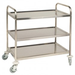 Vogue RVS serveerwagen met 3 bladen Medium