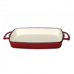 Vogue rechthoekige gietijzeren ovenschaal 1,8ltr rood