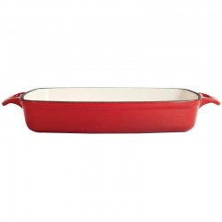 Vogue rechthoekige gietijzeren ovenschaal 2,8ltr rood