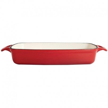 Vogue rechthoekige gietijzeren ovenschaal 2,8ltr rood