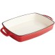 Vogue rechthoekige gietijzeren ovenschaal 2,8ltr rood