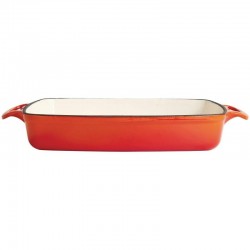 Vogue rechthoekige gietijzeren ovenschaal 2,8ltr oranje