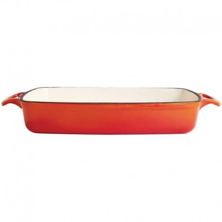 Vogue rechthoekige gietijzeren ovenschaal 2,8ltr oranje
