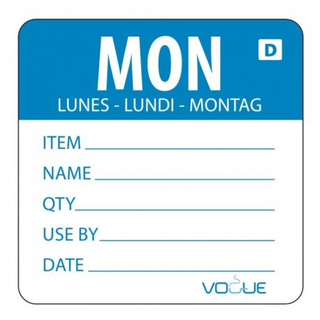 Vogue oplosbare kleurcode voedseletiketten maandag blauw