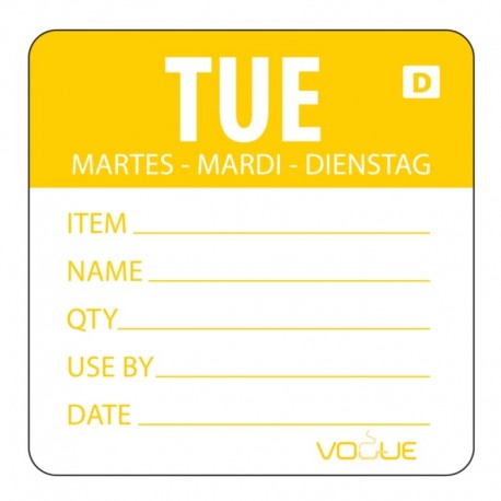 Vogue oplosbare kleurcode voedseletiketten dinsdag oranje