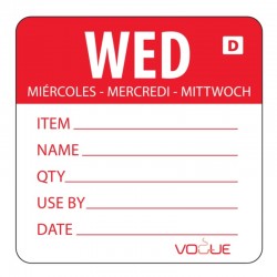 Vogue oplosbare kleurcode voedseletiketten woensdag rood