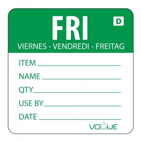 Vogue oplosbare kleurcode voedseletiketten vrijdag groen