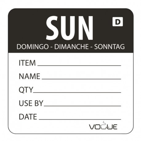 Vogue oplosbare kleurcode voedseletiketten zondag zwart