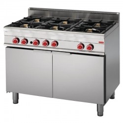 Gastro M 650 gasfornuis met 6 branders en extra grote oven 65/110 CFGG