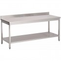 Gastro-M RVS werktafel met onderblad en achteropstand 200x70x85cm