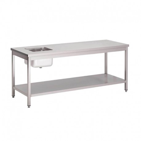 Gastro M RVS cheftafel met onderblad 85x140x70cm
