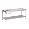 Gastro-M RVS cheftafel met onderblad 140x70x85cm