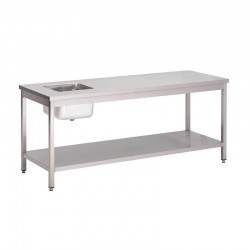Gastro M RVS cheftafel met onderblad 85x160x70cm