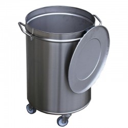 Gastro M RVS afvalemmer op wielen met deksel 100ltr