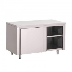 Gastro M RVS werktafel met schuifdeuren 85x200x70cm