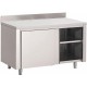 Gastro M RVS werktafel met schuifdeuren en achteropstand 85x200x70cm